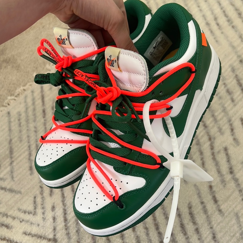Off White x Dunk Low Pine green